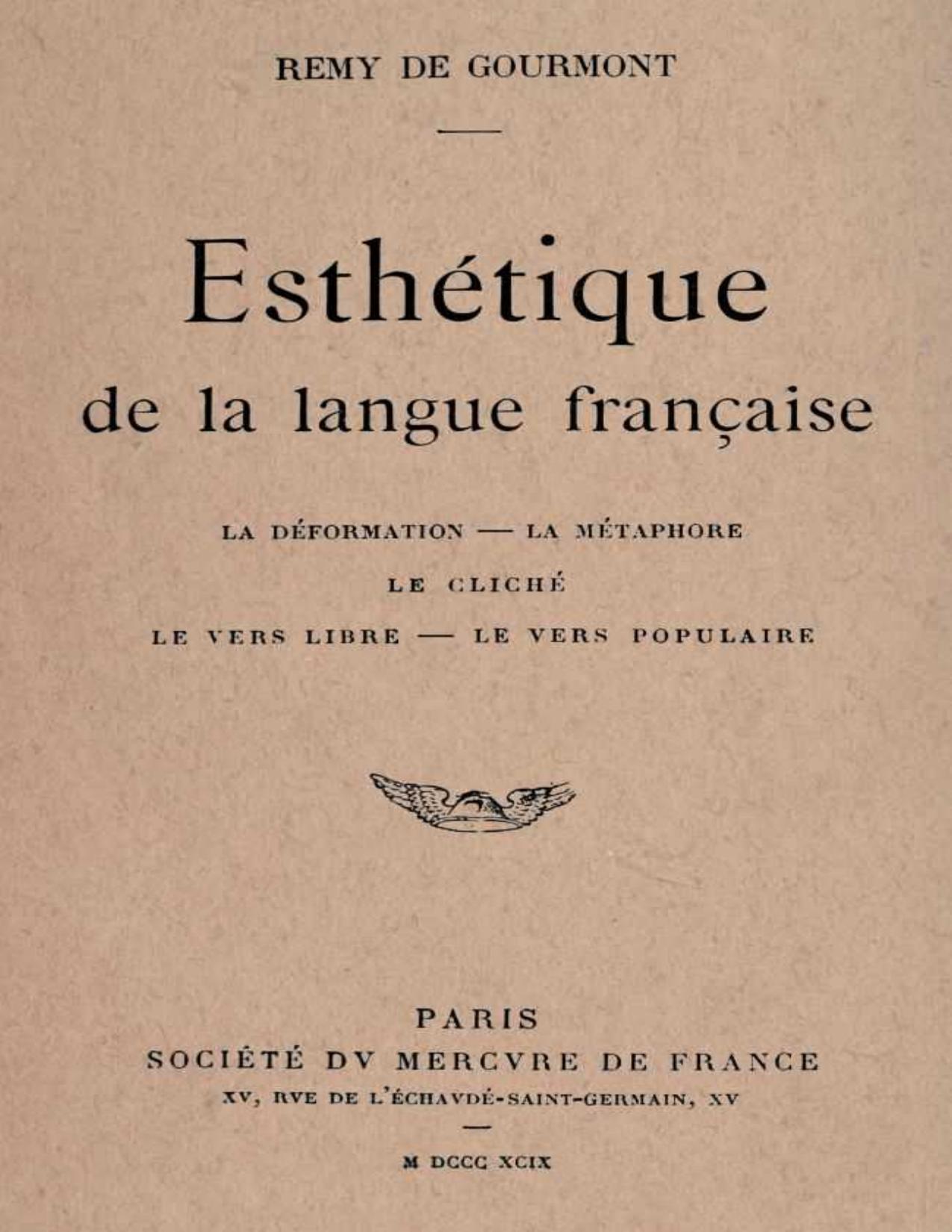 Esthetique De La Langue Francaise