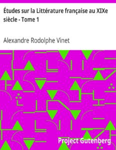Etudes Sur La Litterature Francaise Au XIXe Siecle 821