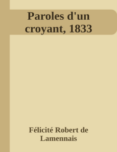 Couverture de Paroles d'un croyant, 1833