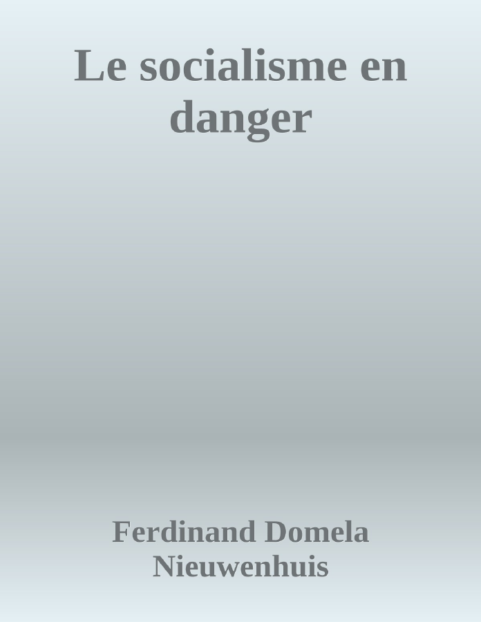 Couverture de Le socialisme en danger