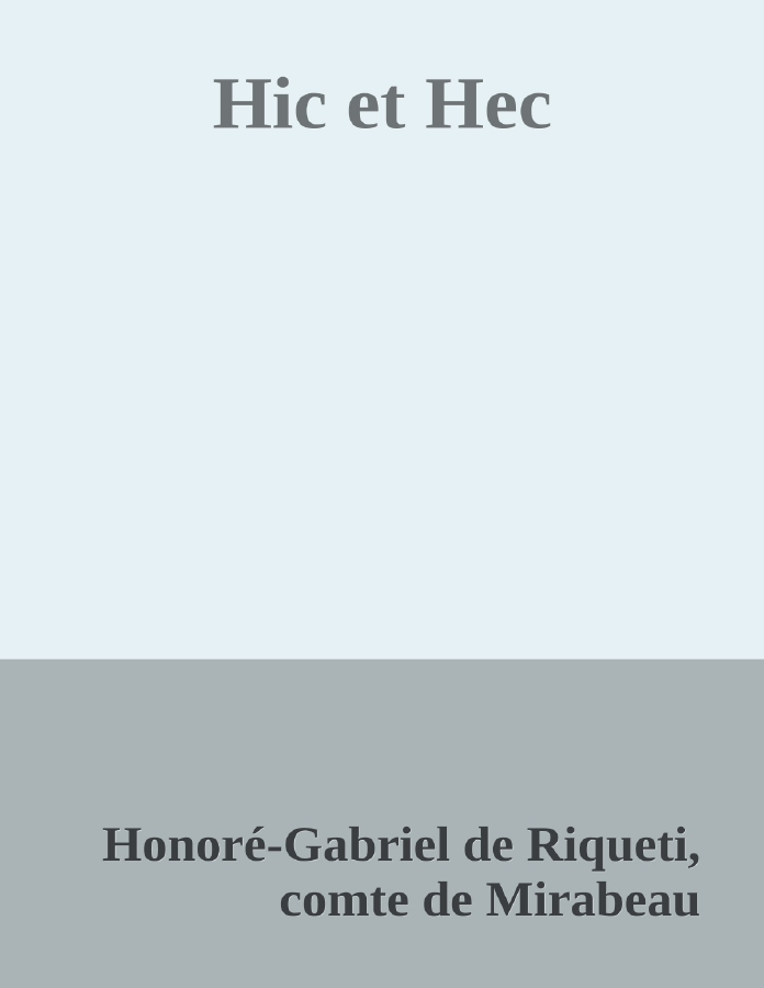 Couverture de Hic et Hec