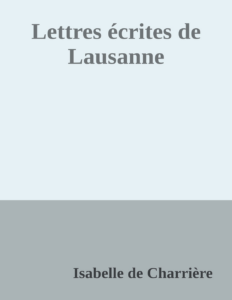 Couverture de Lettres écrites de Lausanne