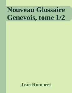 Couverture de Nouveau Glossaire Genevois, tome 1/2