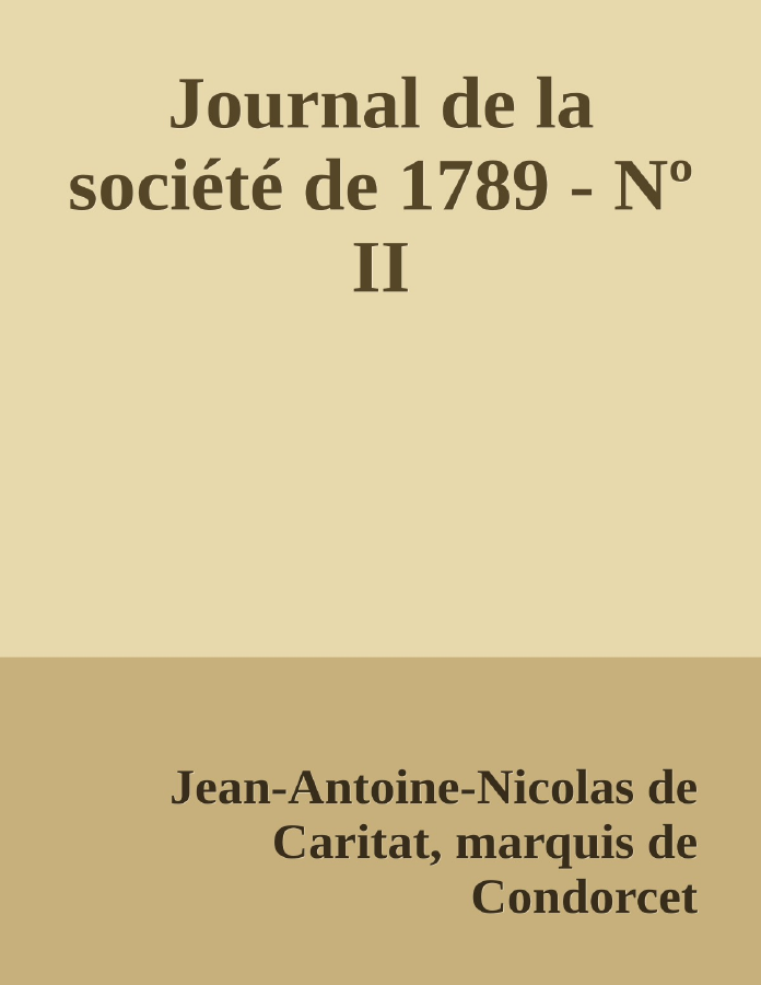 Couverture de Journal de la société de 1789 - Nº II