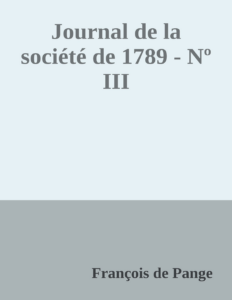 Couverture de Journal de la société de 1789 - Nº III