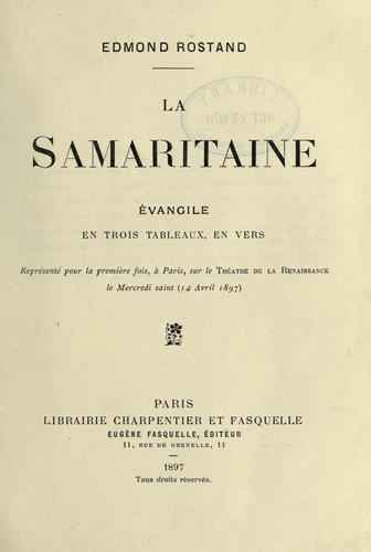 La Samaritaine Evangile En Trois Tableaux En Vers