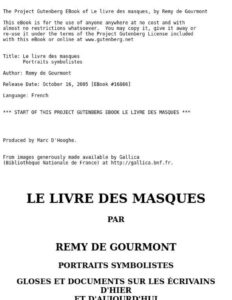 Le Livre Des Masques Portraits Symbolistes