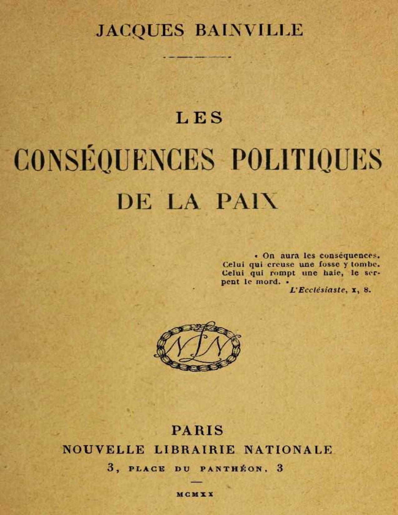 Les Consequences Politiques De La Paix