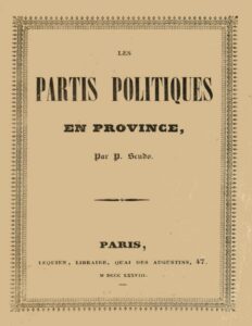Les partis politiques en Province, couverture du livre