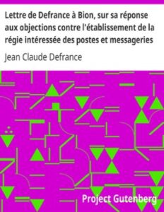 Lettre De Defrance A Bion Sur Sa Reponse Aux Objections C