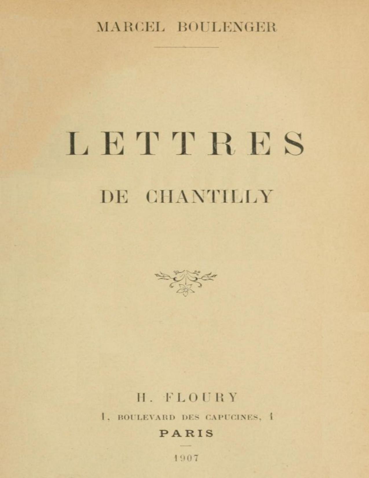Lettres De Chantilly