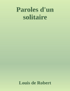 Couverture de Paroles d'un solitaire
