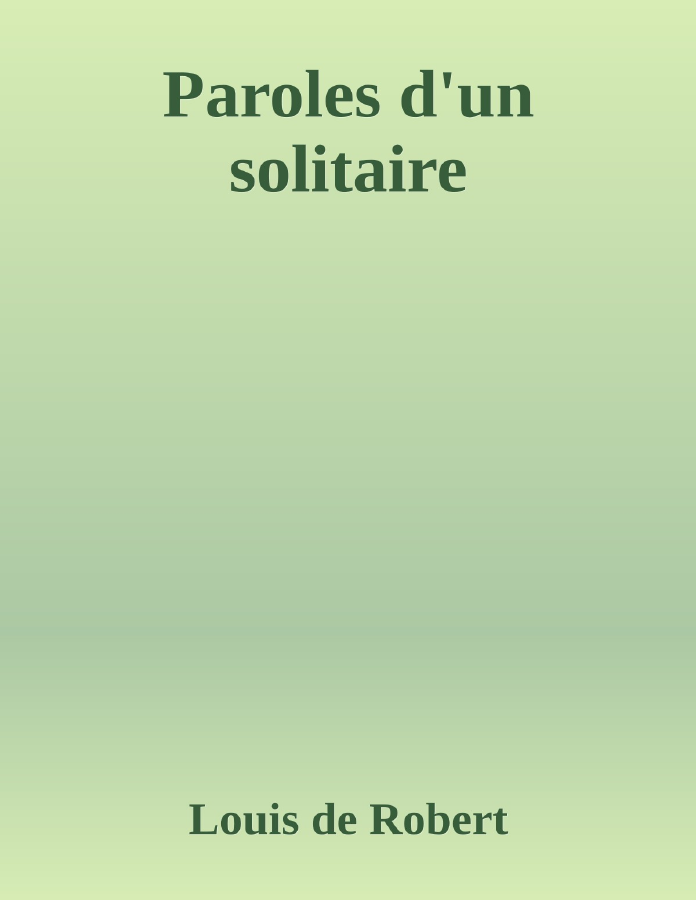 Couverture de Paroles d'un solitaire