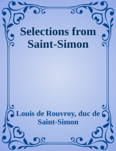 Couverture de Selections from Saint-Simon