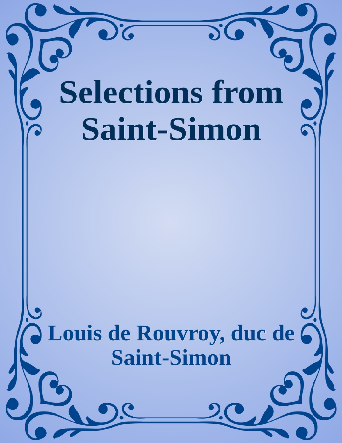 Couverture de Selections from Saint-Simon