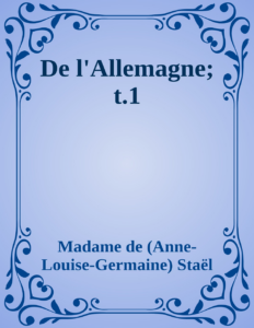 Couverture de De l'Allemagne; t.1