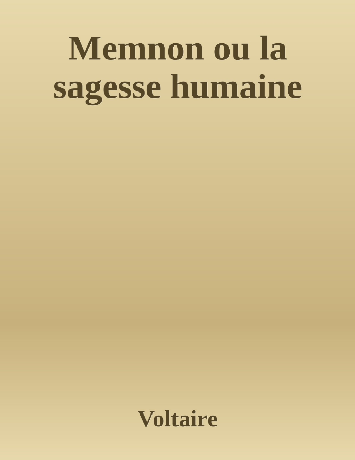 Couverture de Memnon ou la sagesse humaine