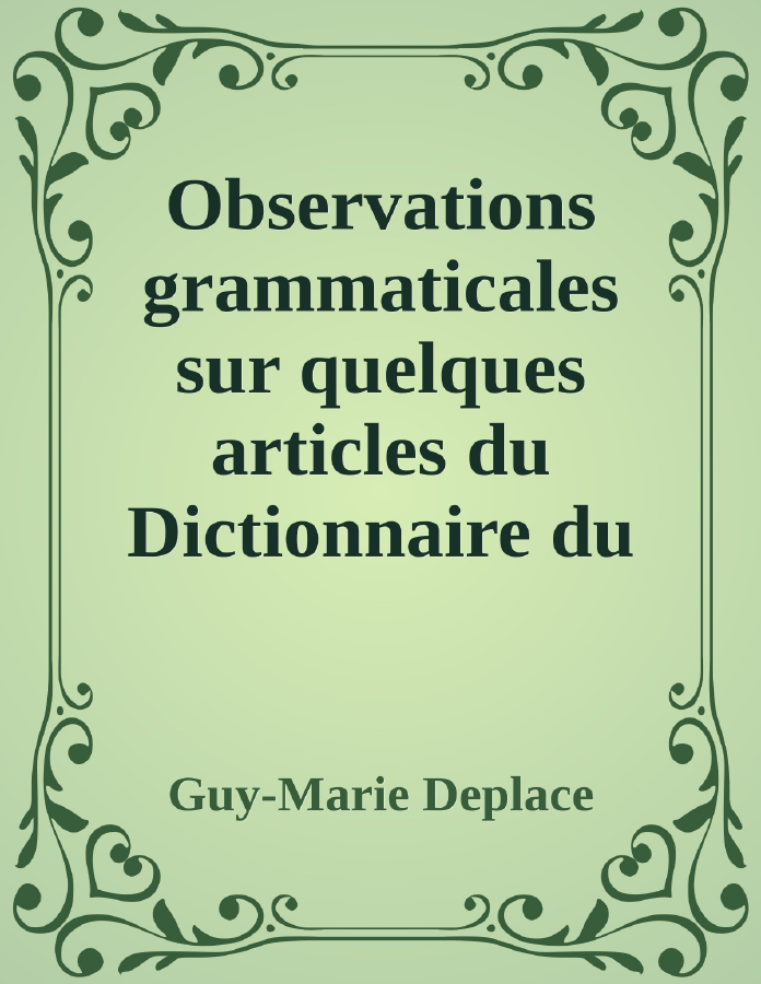 Couverture de Observations grammaticales sur quelques articles du Dictionnaire du mauvais langage