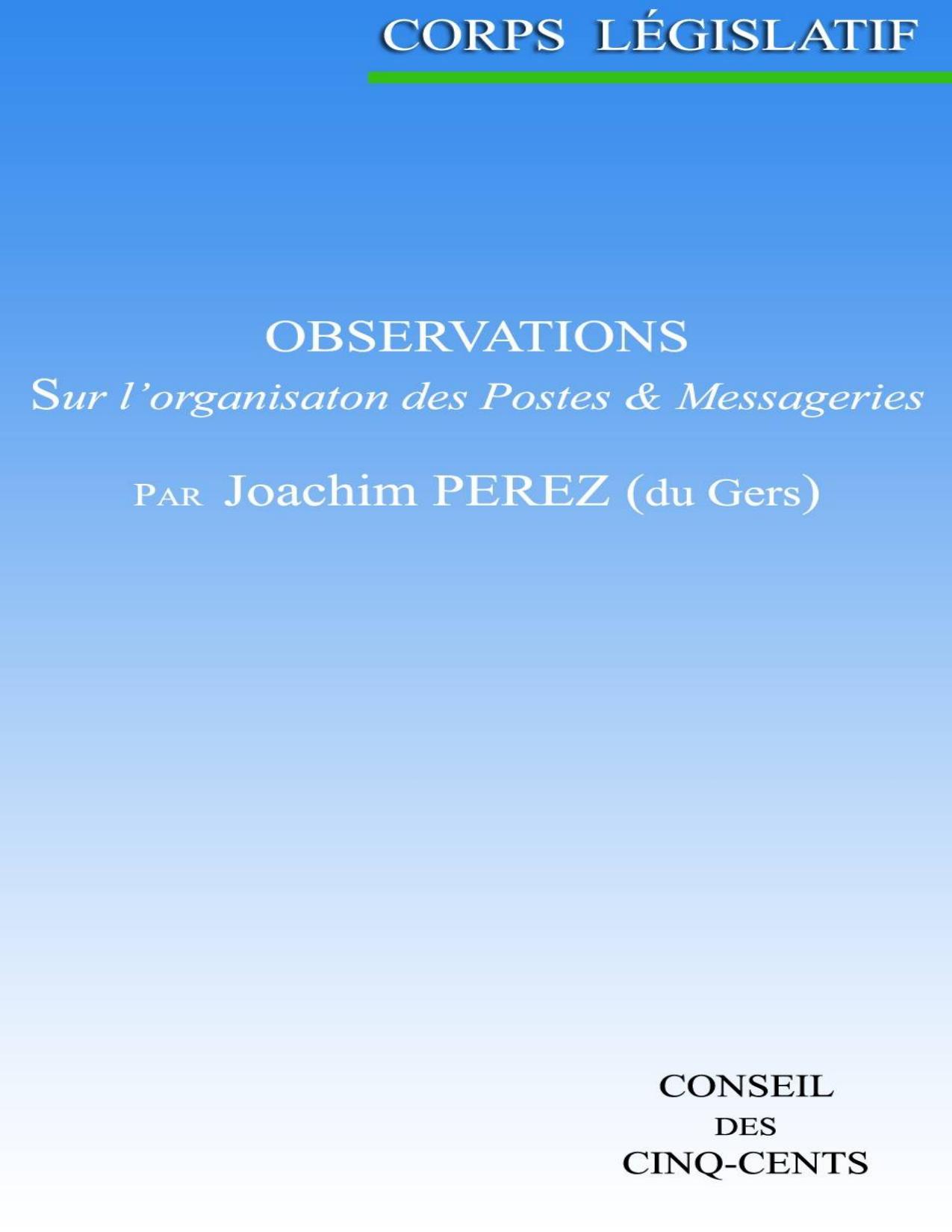 Observations Sur Lrsquoorganisation Des Postes Et Messager