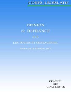 Opinion De Defrance Sur Les Postes Et Messageries Seance