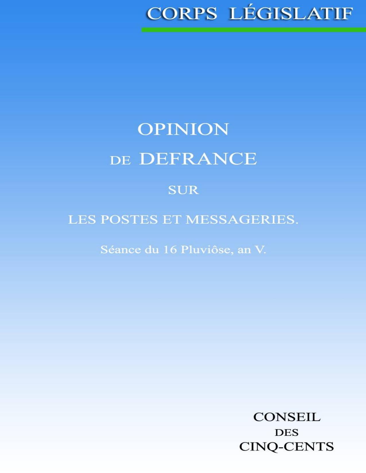 Opinion De Defrance Sur Les Postes Et Messageries Seance