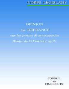 Opinion Par Defrance Sur Les Postes Et Messageries Seance