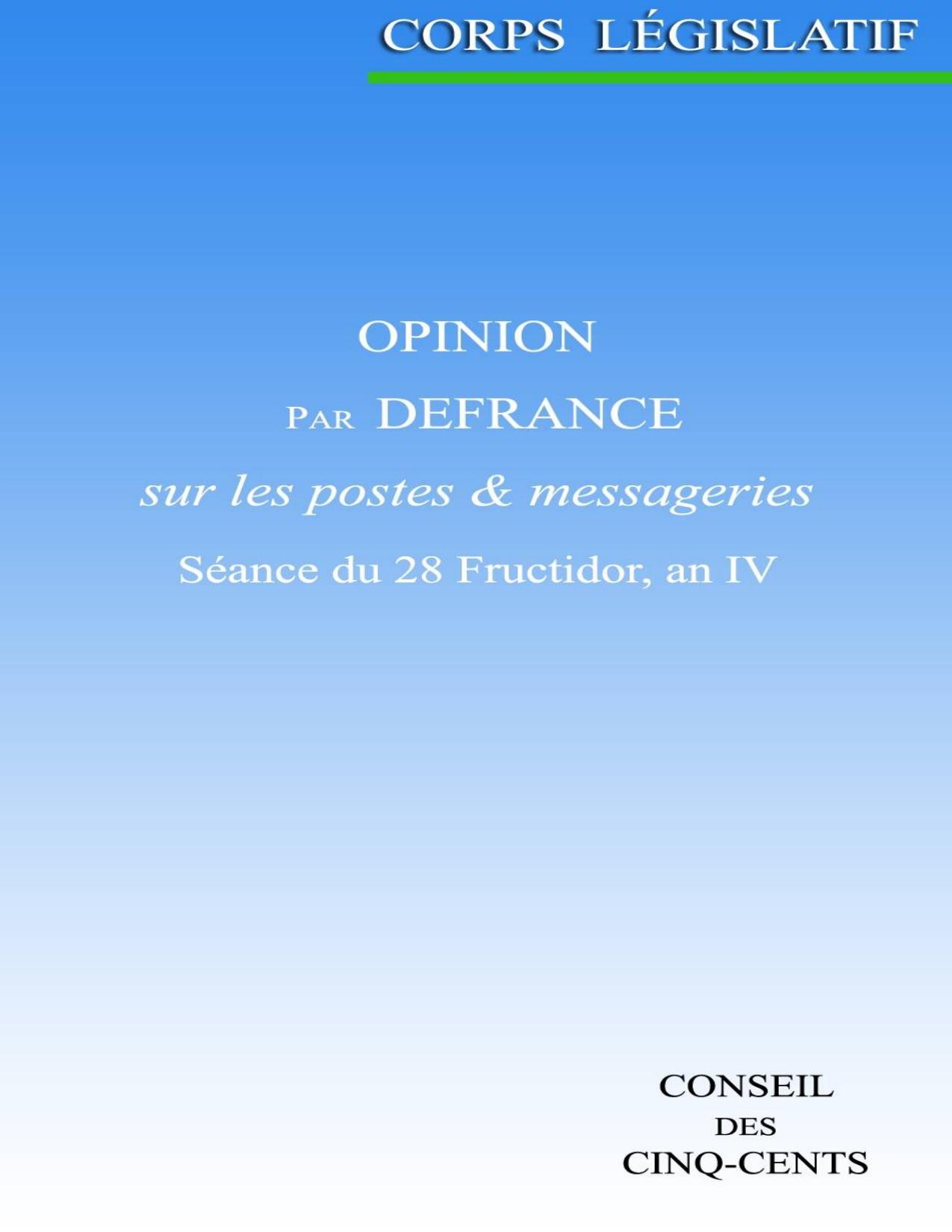 Opinion Par Defrance Sur Les Postes Et Messageries Seance