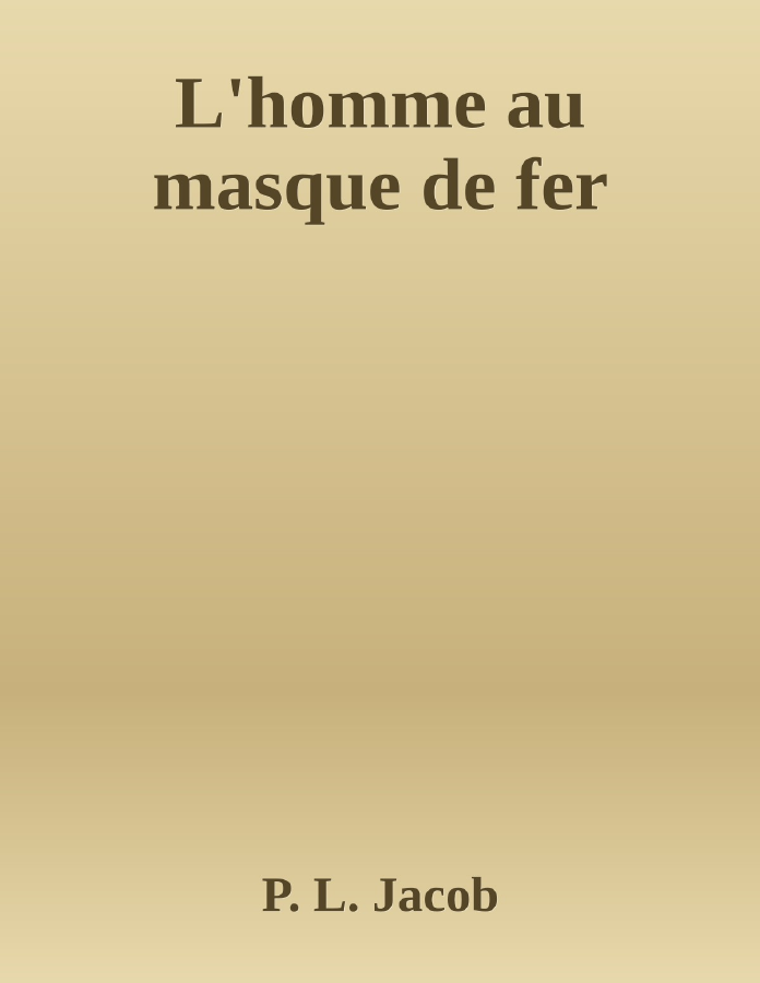 Couverture de L'homme au masque de fer