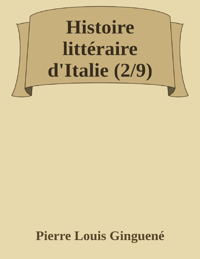 Couverture de Histoire littéraire d'Italie (2/9)