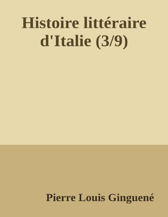 Couverture de Histoire littéraire d'Italie (3/9)