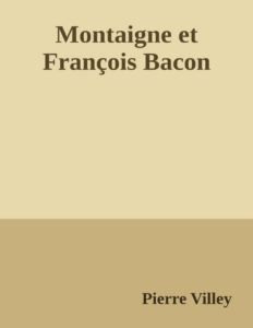 Couverture de Montaigne et François Bacon
