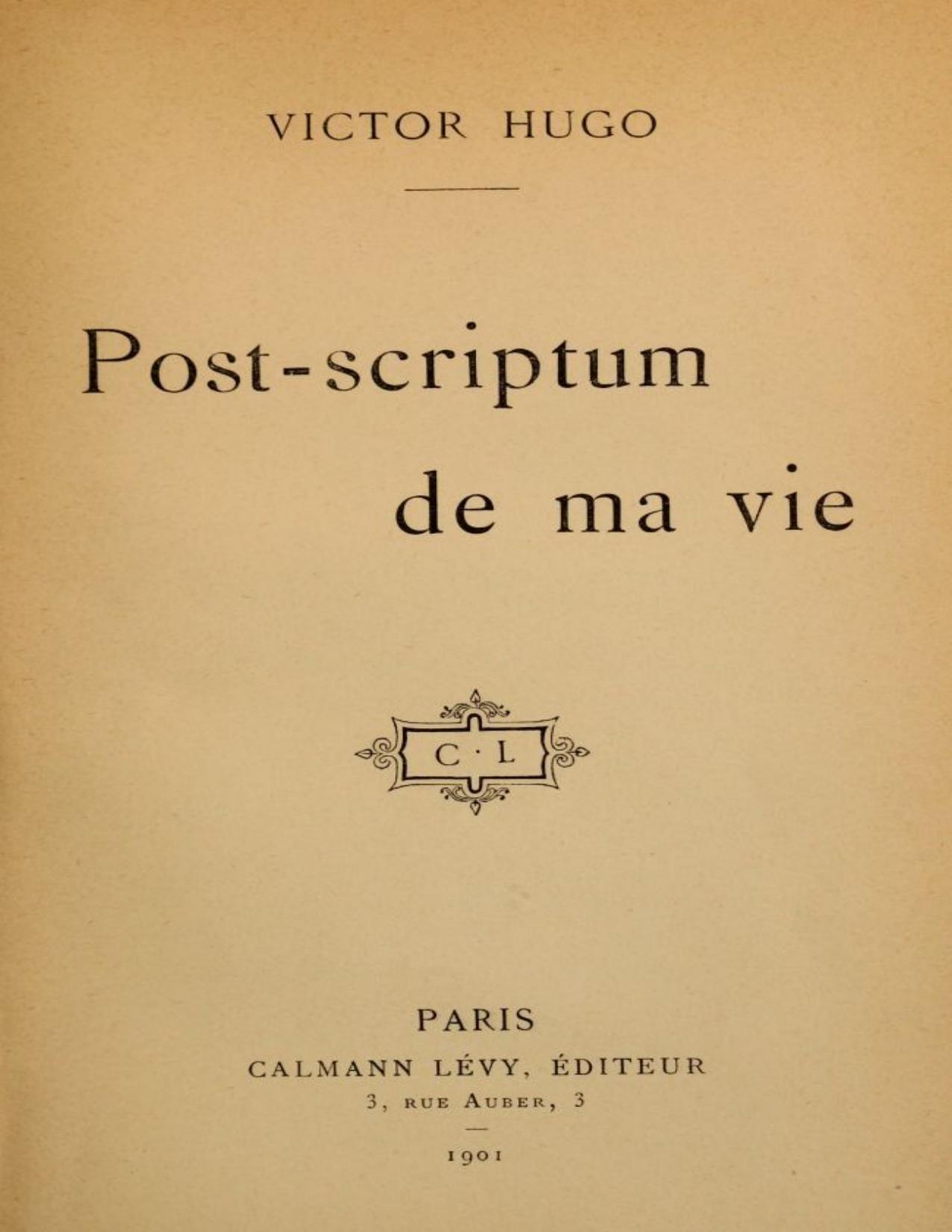 Post Scriptum De Ma Vie