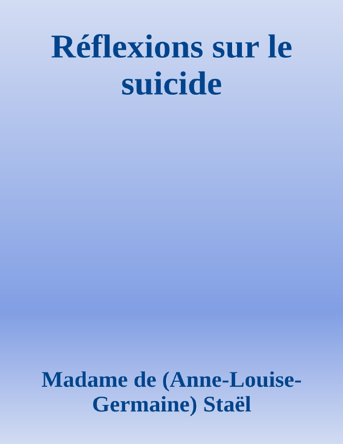 Couverture de Réflexions sur le suicide