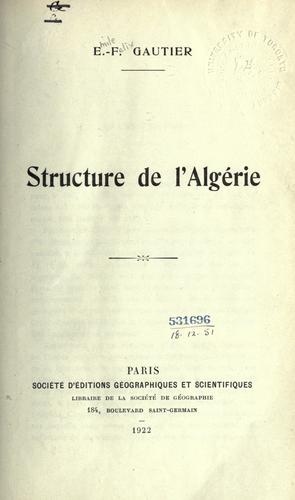 Couverture de Structure de l’Algérie
