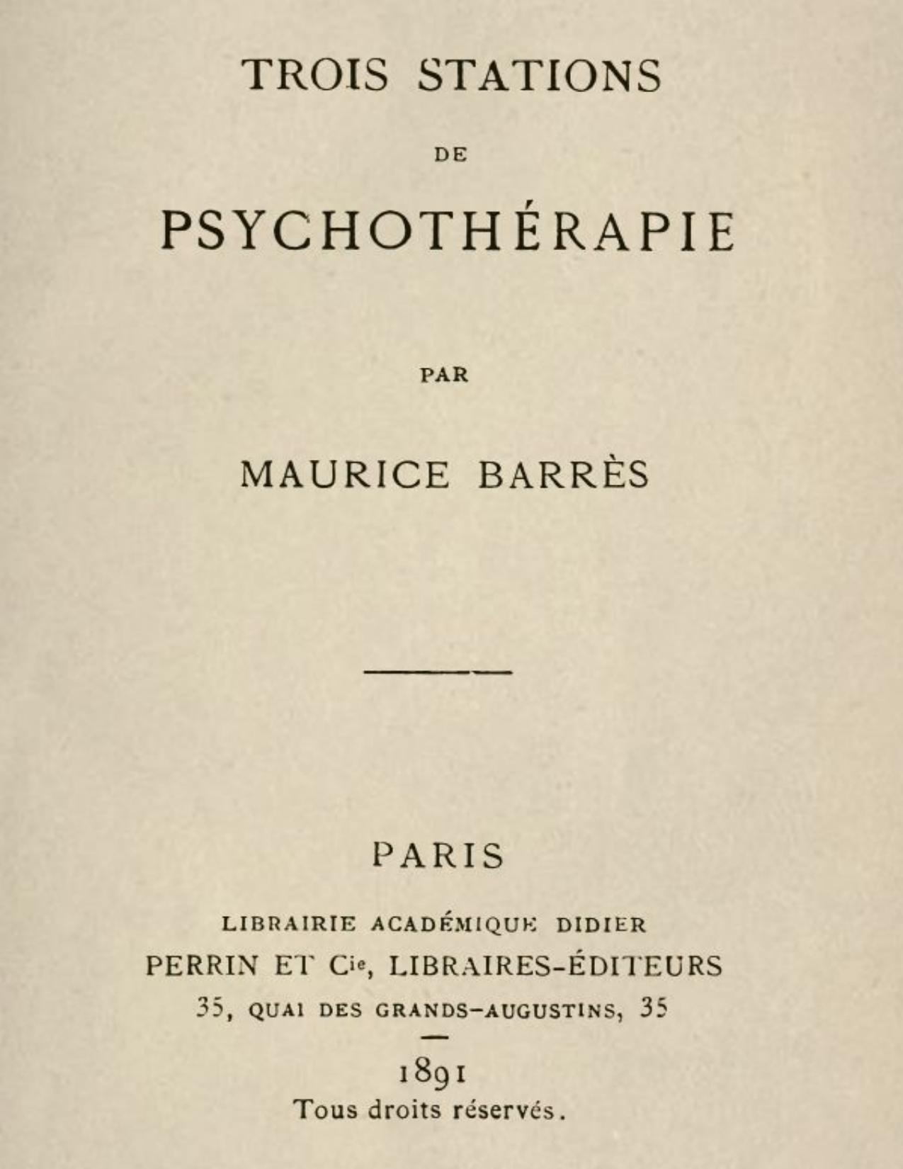 Trois Stations De Psychotherapie