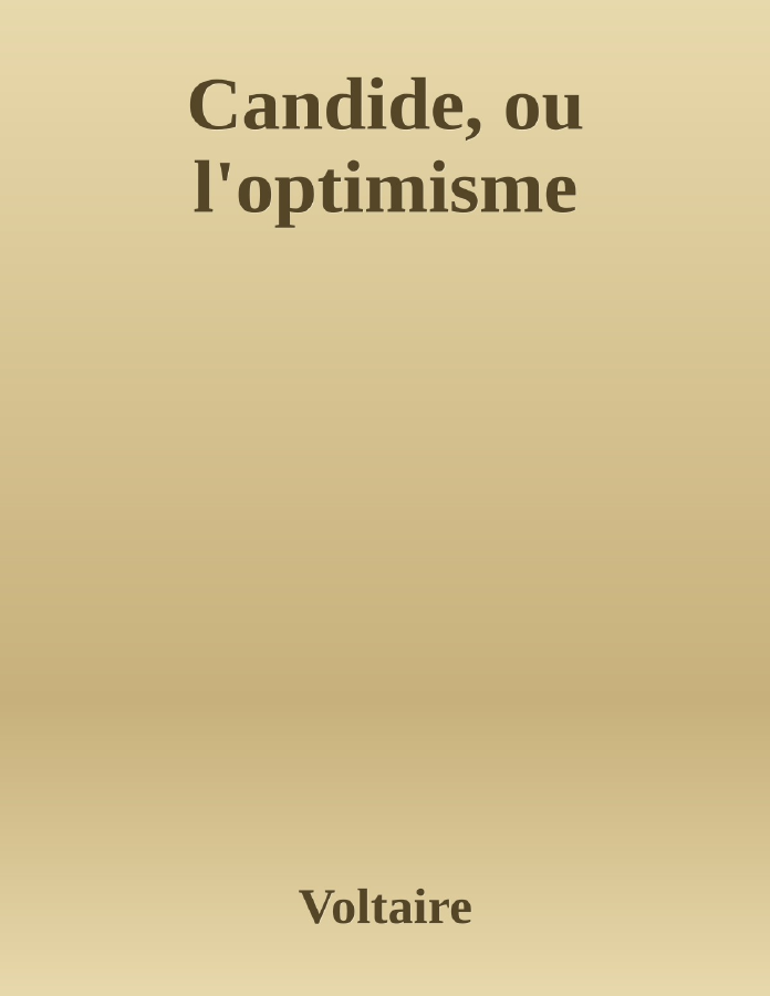 Couverture de Candide, ou l'optimisme