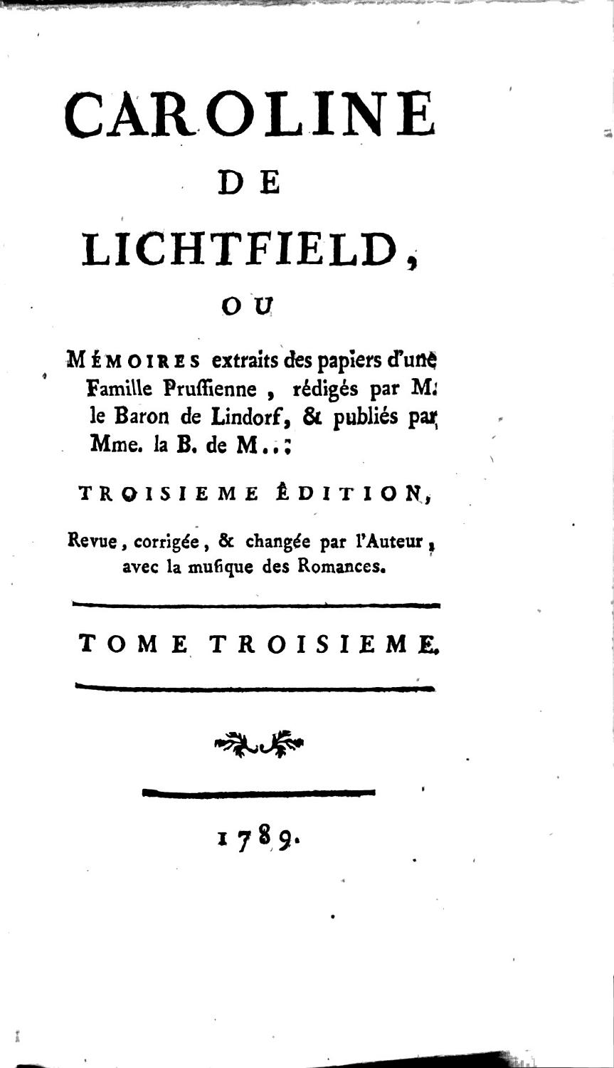 Couverture de Caroline de Lichtfield
ou Mémoires extraits des papiers d&rsquo;une famille prussienne