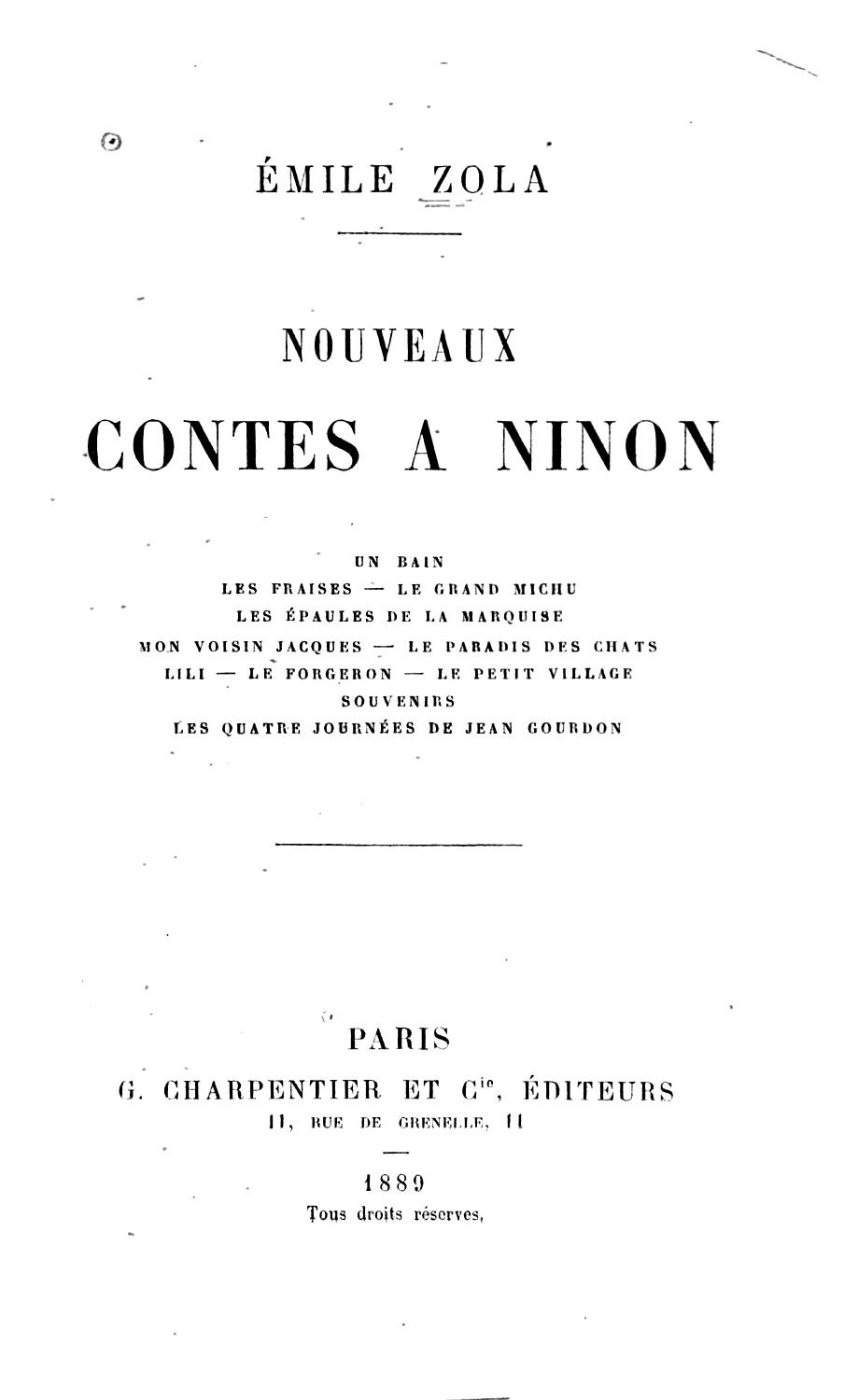 Couverture de Contes à Ninon