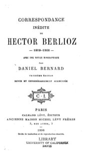 Couverture de Correspondance inédite de Hector Berlioz, 1819-1868