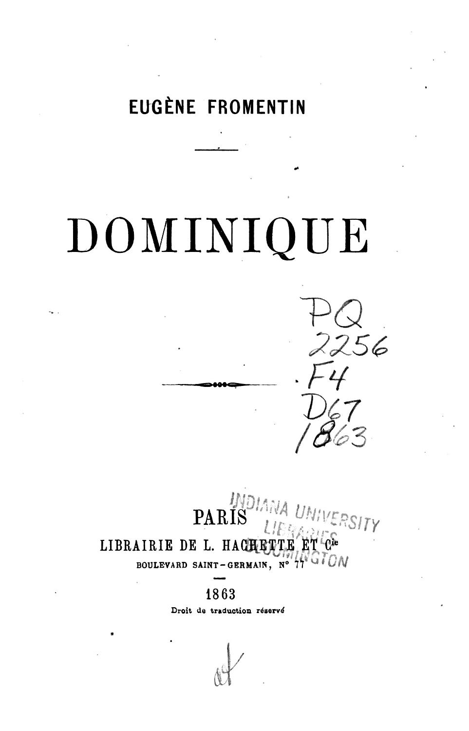 Couverture de Dominique