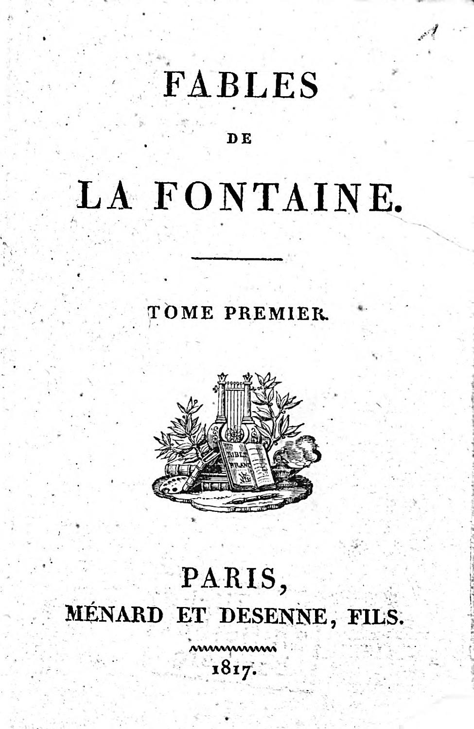 Couverture de Fables de La Fontaine. Tome Premier