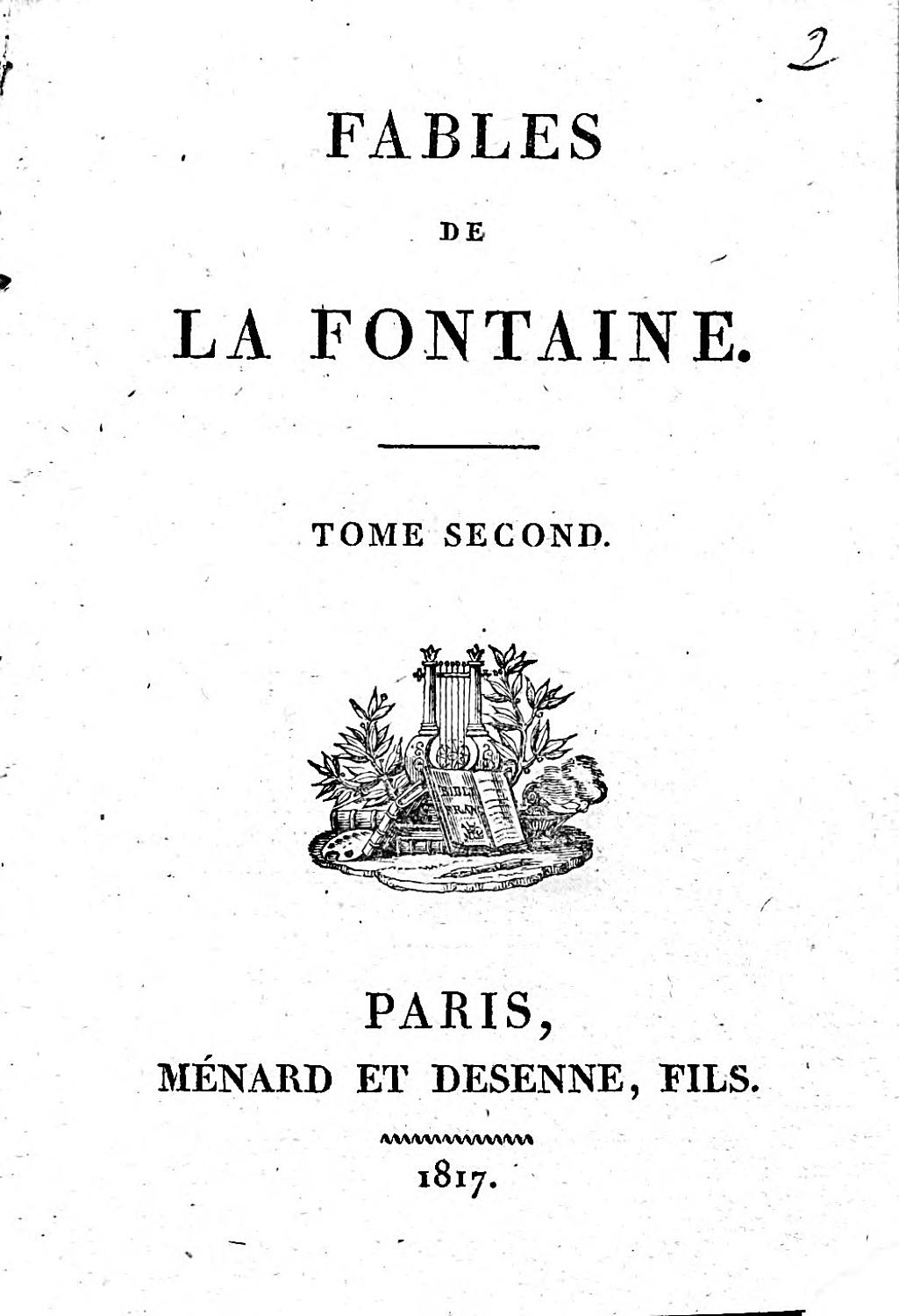 Couverture de Fables de La Fontaine. Tome Second