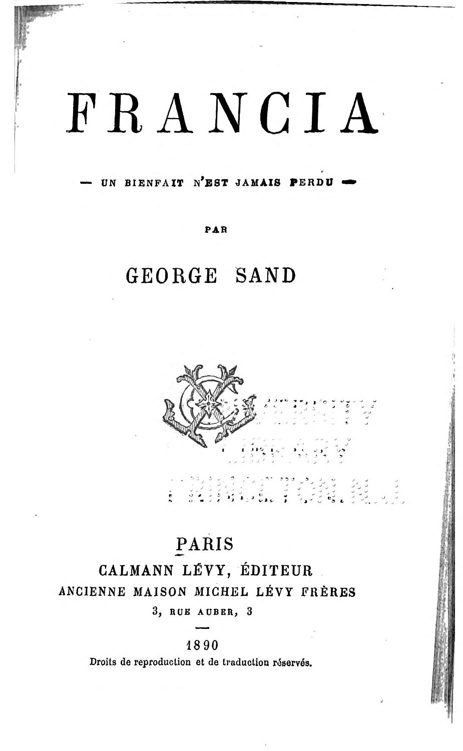 Couverture de Francia; Un bienfait n&rsquo;est jamais perdu
