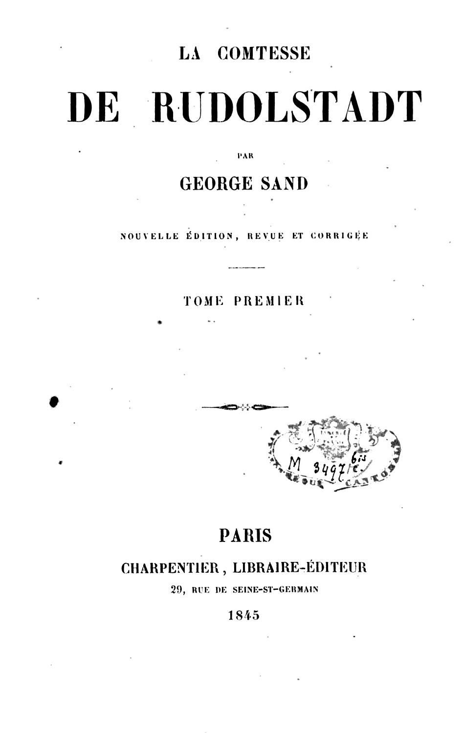 Couverture de La comtesse de Rudolstadt