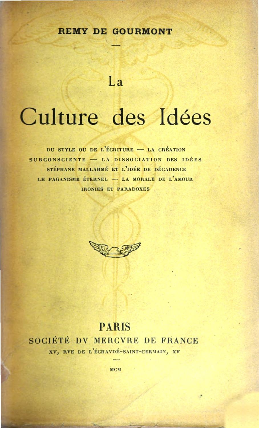 Couverture de La culture des idées