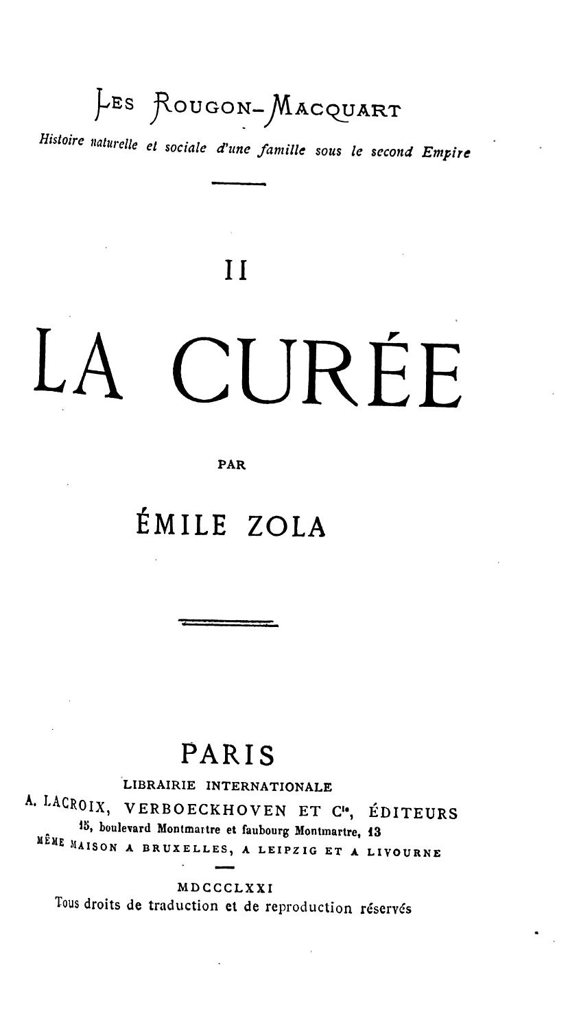 Couverture de La Curée