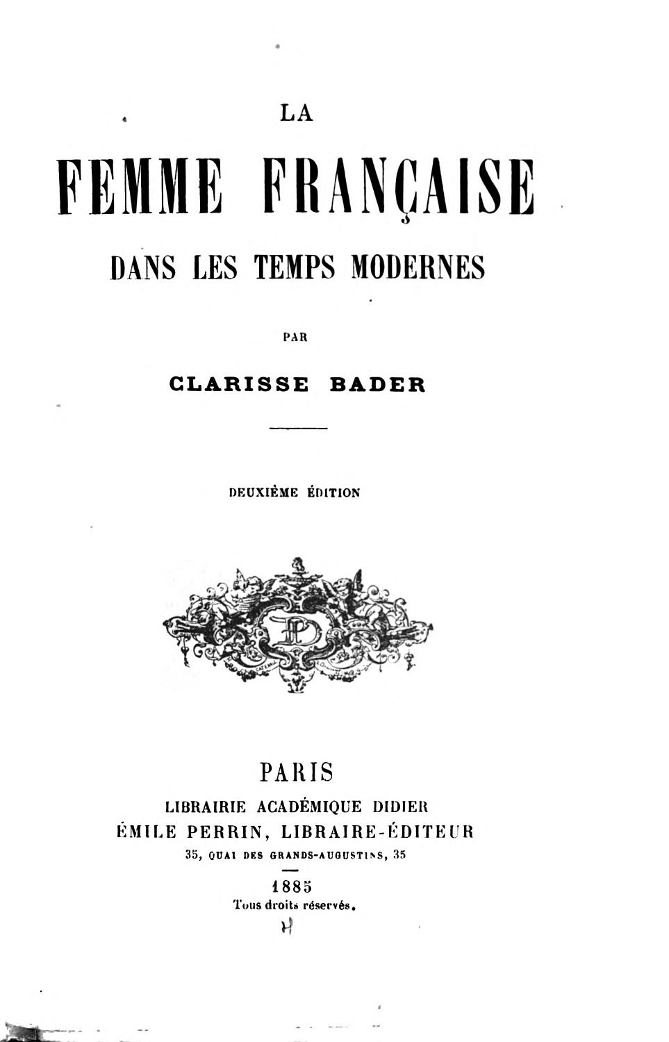 Couverture de La femme française dans les temps modernes