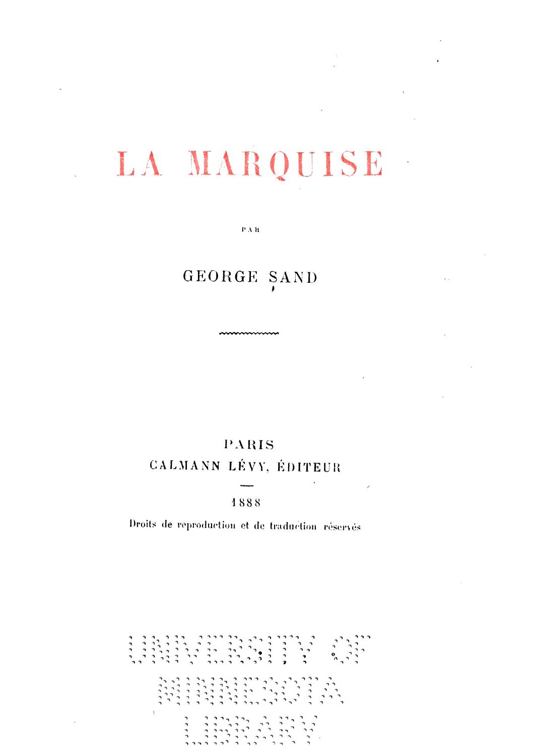 Couverture de La Marquise