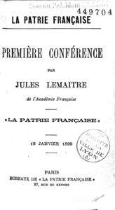Couverture de La patrie française