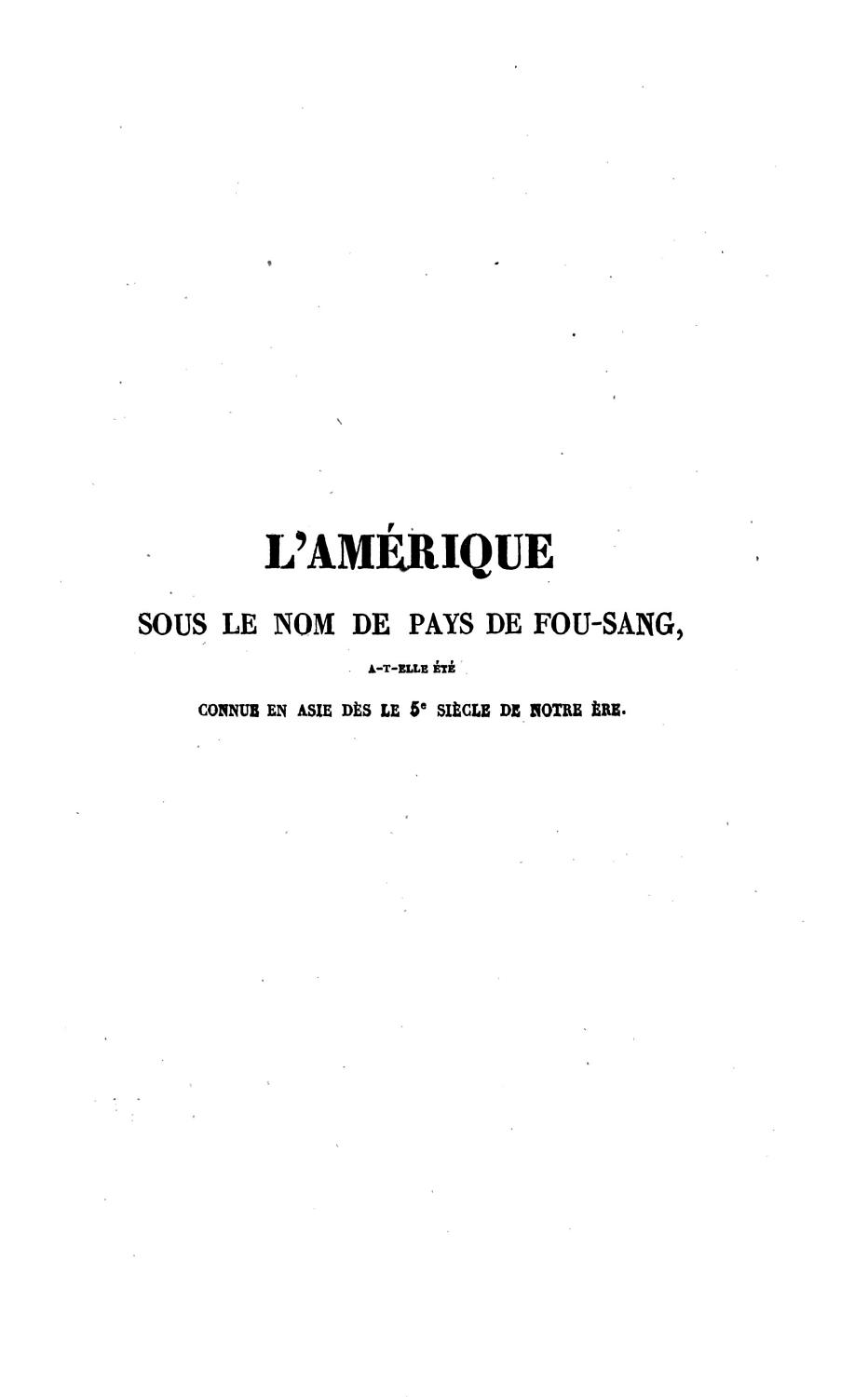 Couverture de L&rsquo;Amérique sous le nom de pays de Fou-Sang